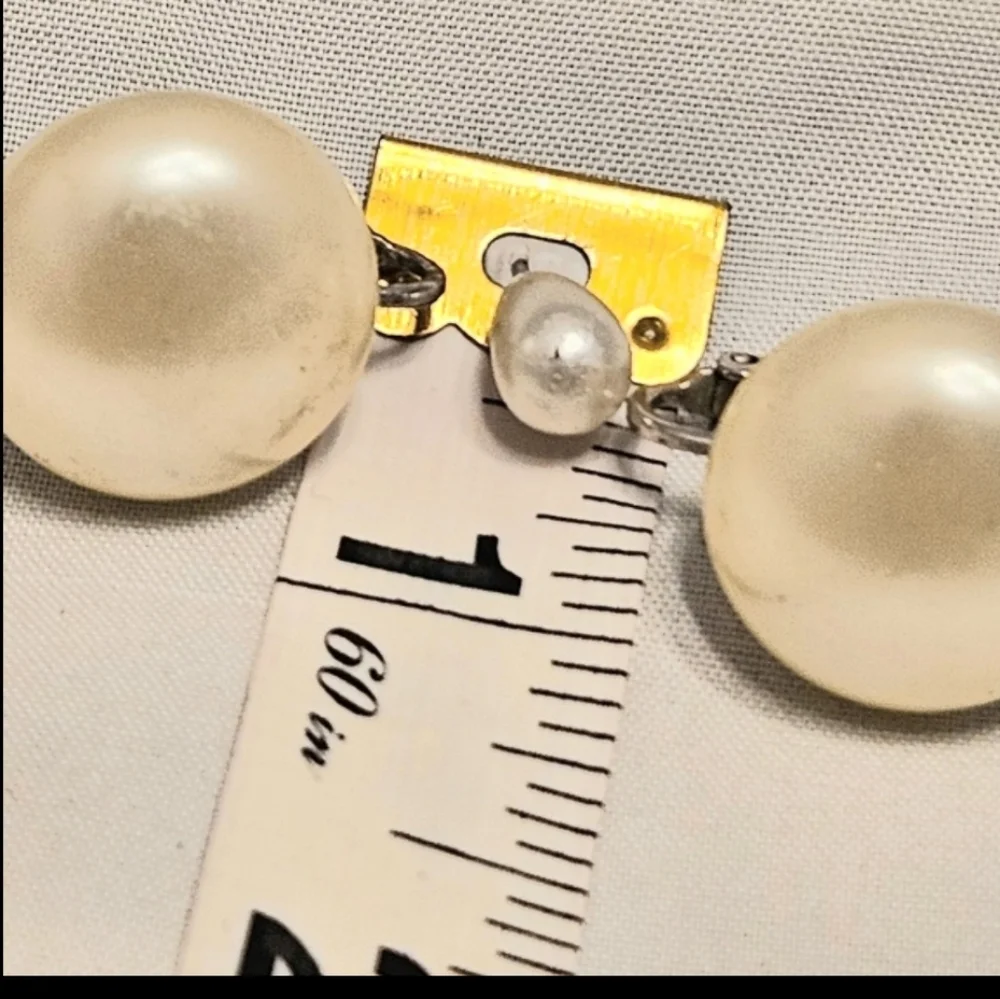 Vintage Faux Pearl Clip-On Earrings, Silver Tone, Classic Button Style